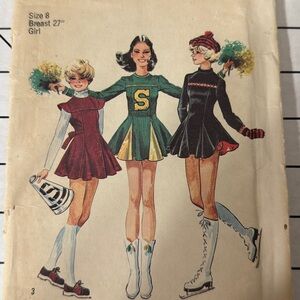 Vintage 1974 Simplicity 6455 Girls Cheerleader Skater Dress Pattern Sz 8 UNCUT